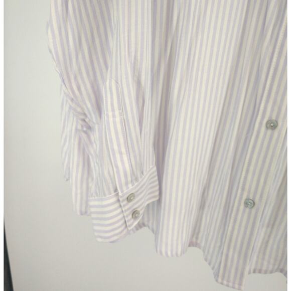 Universal‎ Thread Shirt Plus 2X Pinstripe  Button Up Long Sleeve White Blue NWT - Picture 6 of 9